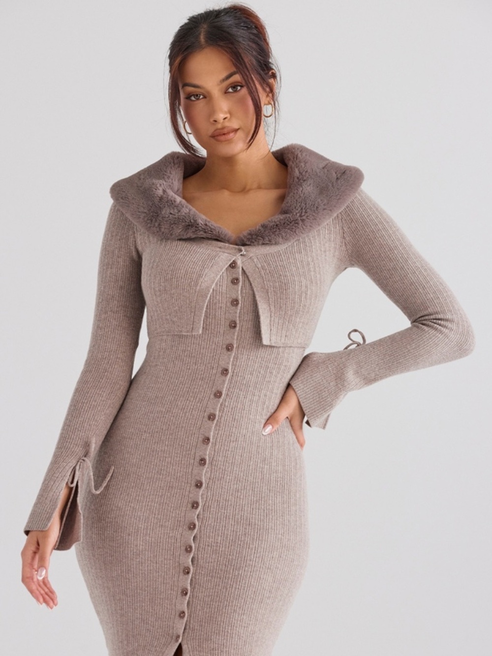 NEW House of CB Dahlia Cardigan Camel / Beige Small